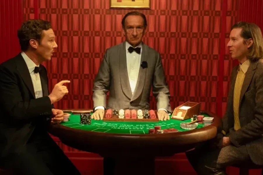 wes anderson right directs benedict cumberbatch left and ben kingsley in the wonderful story of henry sugar 1